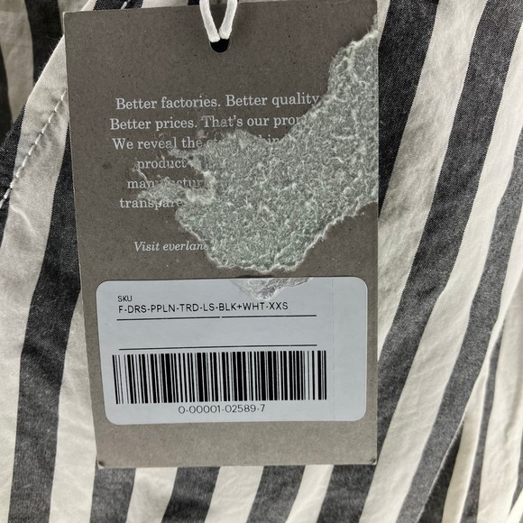 NWT EVERLANE The Poplin Tiered Dress Bone Black XXS - Picture 5 of 6